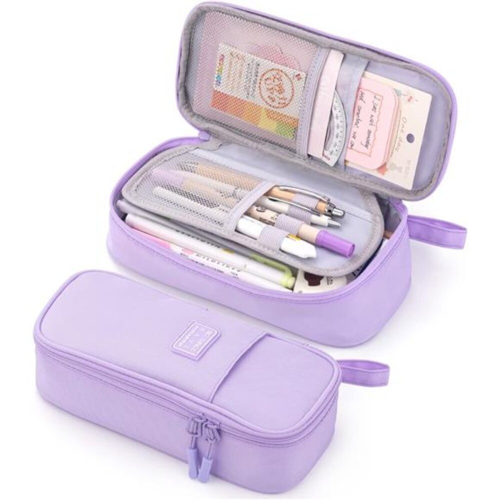 Durable Purple Pencil Case Pouch‎ Bag Storage School Supplies for Girls, Teens